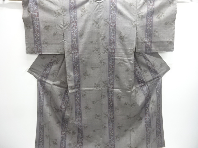 JAPANESE KIMONO / UNUSED NISHIJIN DENSHO TSUMUGI / WOVEN FLOWER & PLANT 